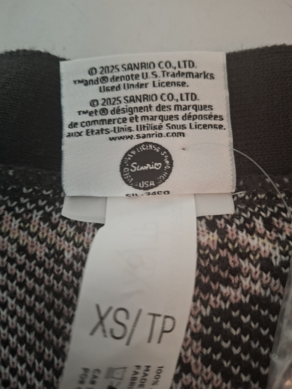 NWT Hello Kitty Brown Sanrio Button-Up Cardigan. Kitty W. Pink Bows. Ladies XS. - Picture 7 of 12